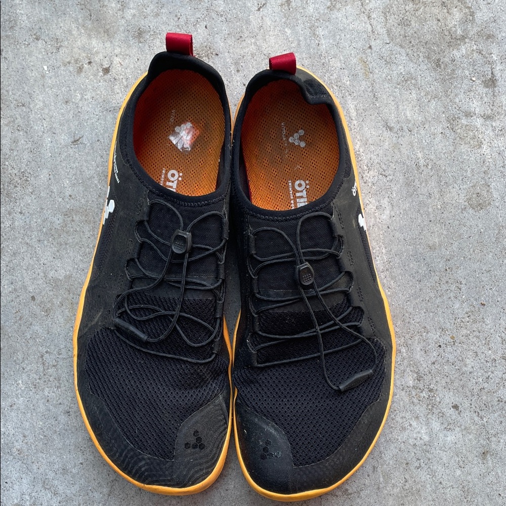 Vivo Barefoot Men's Black and Orange Athletic Shoes